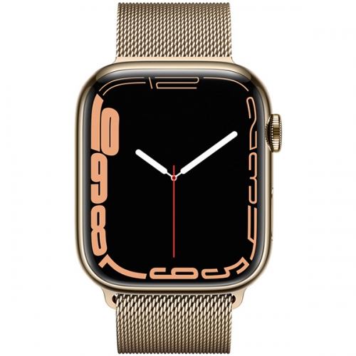 Apple Watch Series 7 Cellular Gold Stainless Steel Case with Gold Milanese Loop 45mm 1