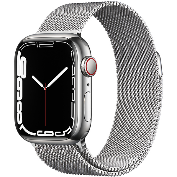 Apple Watch Series 7 Cellular Silver Stainless Steel Case with Silver Milanese Loop 41mm 1