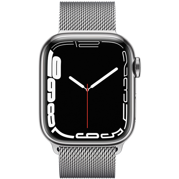 Apple Watch Series 7 Cellular Silver Stainless Steel Case with Silver Milanese Loop 41mm 3