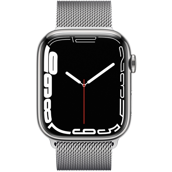 Apple Watch Series 7 Cellular Silver Stainless Steel Case with Silver Milanese Loop 45mm 3