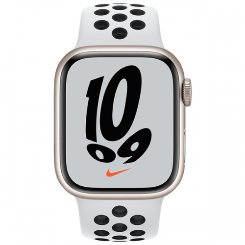 Apple Watch Series 7 Starlight Aluminum Case with Pure PlatinumBlack Nike Sport Band 41mm 1