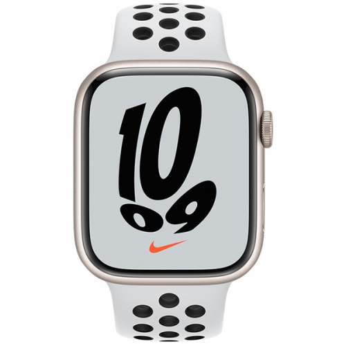 Apple Watch Series 7 Starlight Aluminum Case with Pure PlatinumBlack Nike Sport Band 45mm 1
