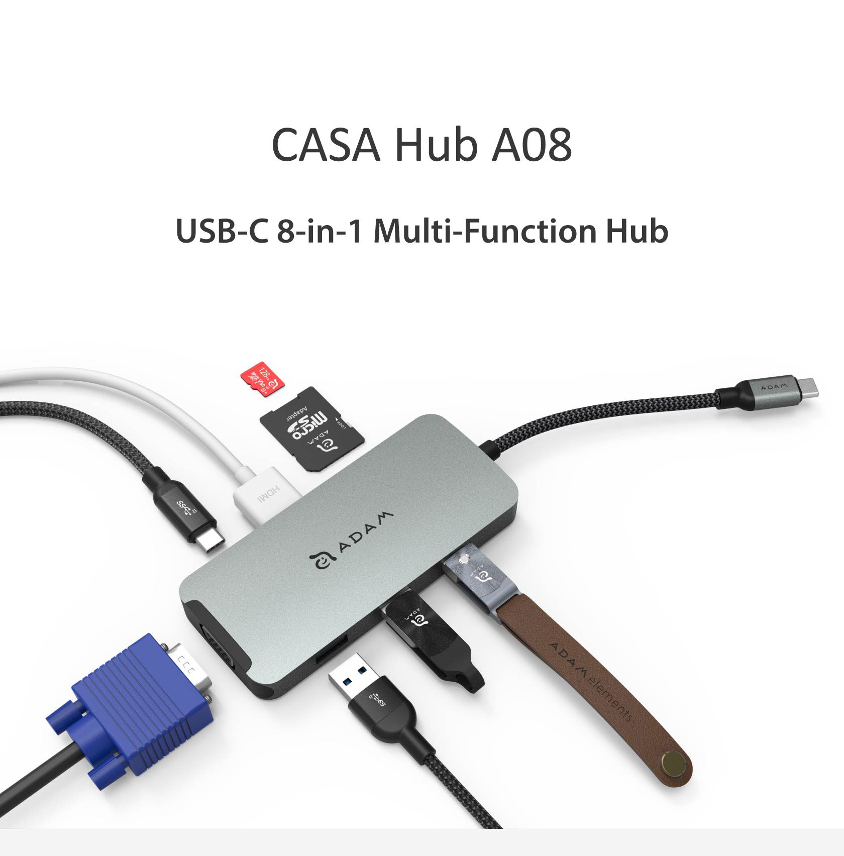 CASA HUB A08 USB C 3.1 8 in 1 Port Hub 2