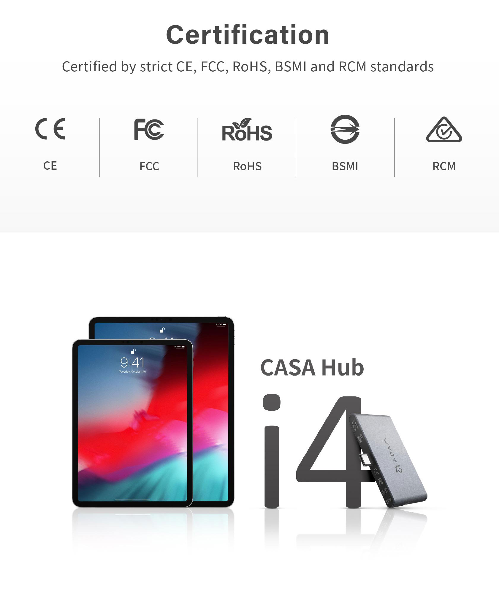 CASA Hub i4 USB 3.1 USB Type C USB C 4 Port Hub for iPad Pro 9