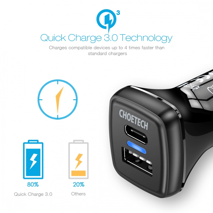 CHOETECH Car Charger Fast Charge PD18W TC0005 3