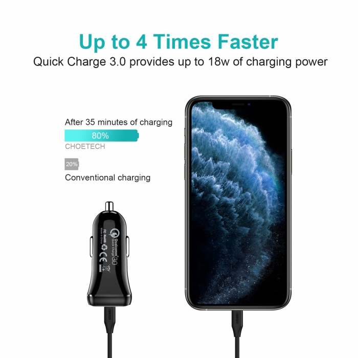 CHOETECH Car Charger Fast Charge PD18W TC0005 8