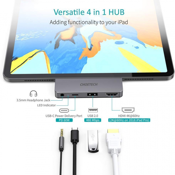 هاب حرفه ای CHOETECH چویتِک 4 پورت USB-C مدل HUB-M13 - تصویر 2