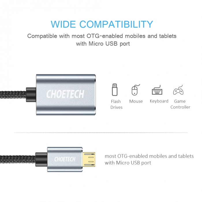 CHOETECH OTG Micro USB To USB 2.0 Cable AB0013 4