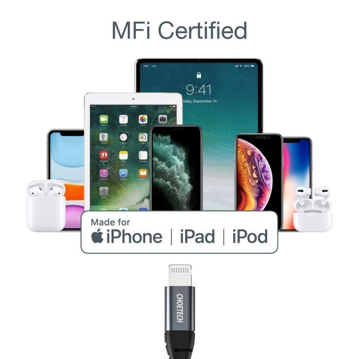 کابل CHOETECH چویتِک تبدیل USB-C به Lightning طول 1.2 متری 3 آمپر مدل IP0039 - تصویر 10