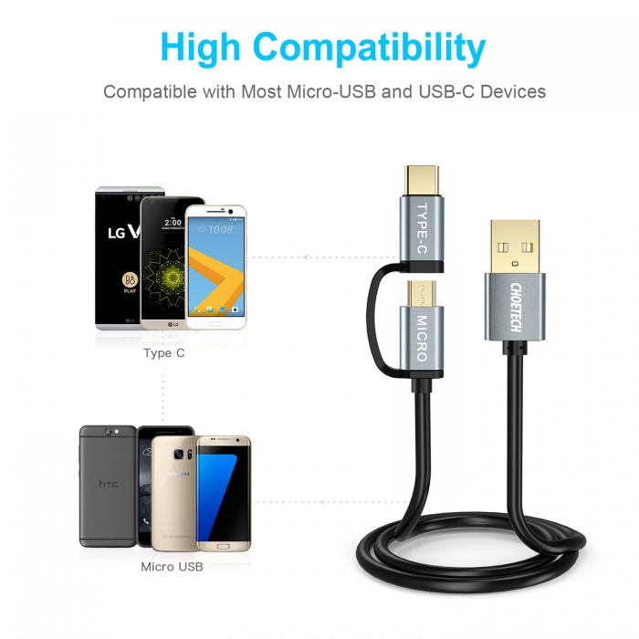 CHOETECH XAC 0012 2 in 1 USB Type CMicro USB Cable 4