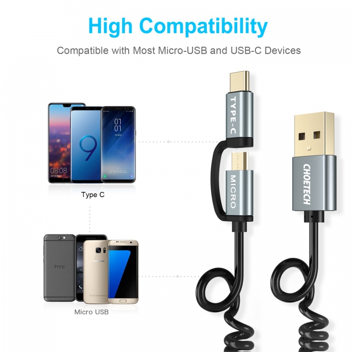 CHOETECH XAC 0012 2 in 1 USB Type CMicro USB Cable 7