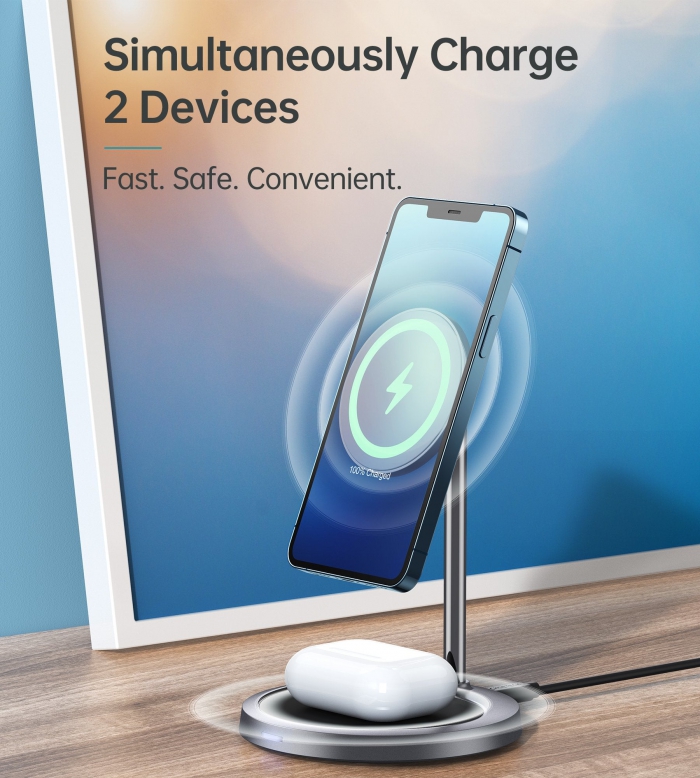 MagSafe IPhone Magnetic Wireless Charger Stand 2 In 1 Fast Charing Stand Dock 5