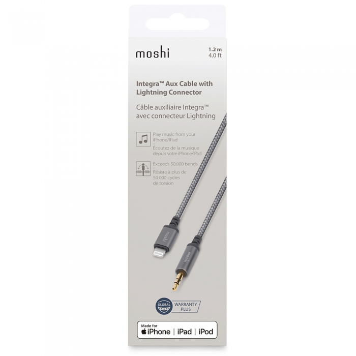 Moshi Integra™ Aux to Lightning Cable 4 ft 1.2m Gray 2