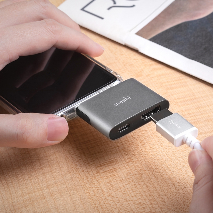 Moshi USB C to HDMI with Charging Adapter Titanium Gray 13