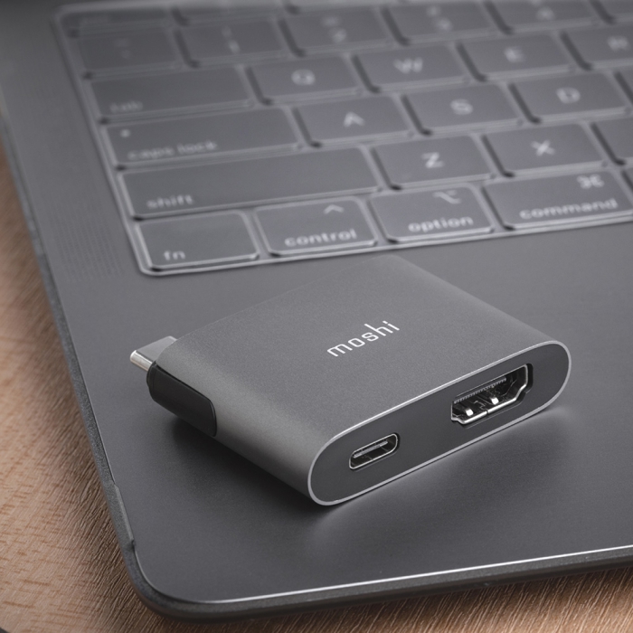 Moshi USB C to HDMI with Charging Adapter Titanium Gray 14
