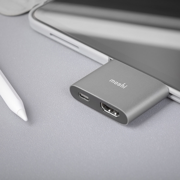 Moshi USB C to HDMI with Charging Adapter Titanium Gray 16