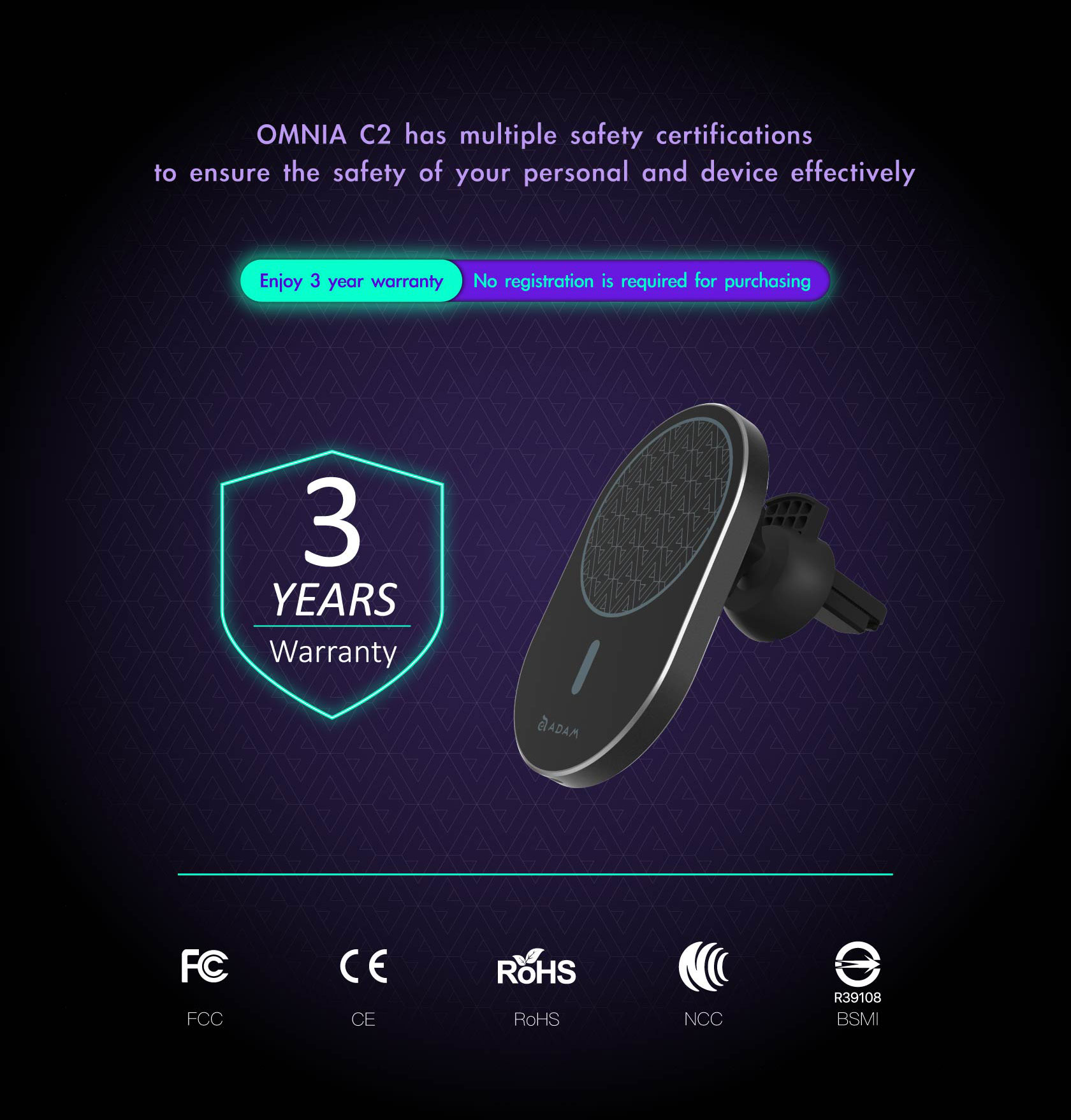 OMNIA C2 Magnetic Wireless Car Charger Magnetic 2 in 1 Wireless Charger Combo 13