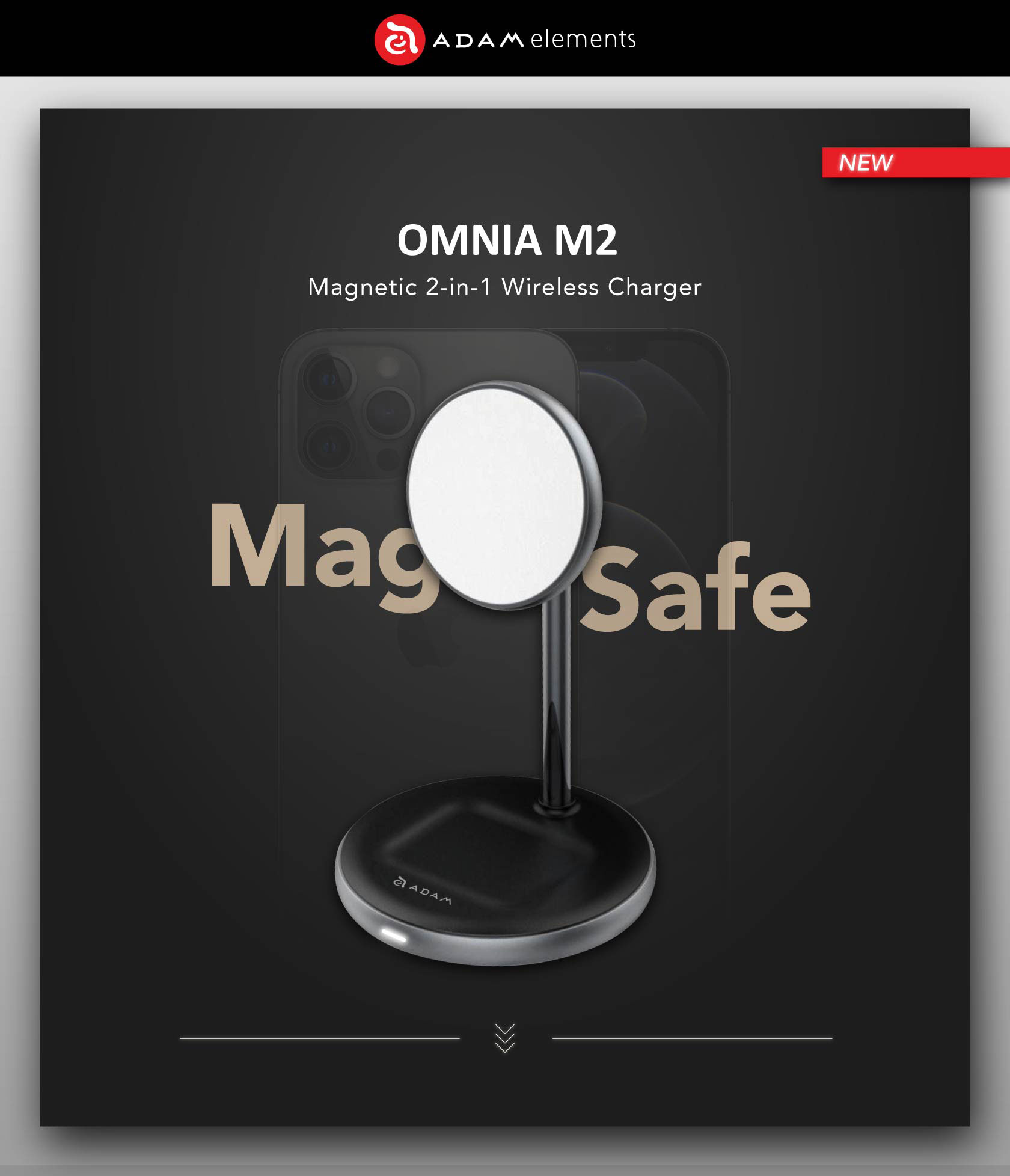 OMNIA M2 Magnetic 2 in 1 Wireless Charger 1