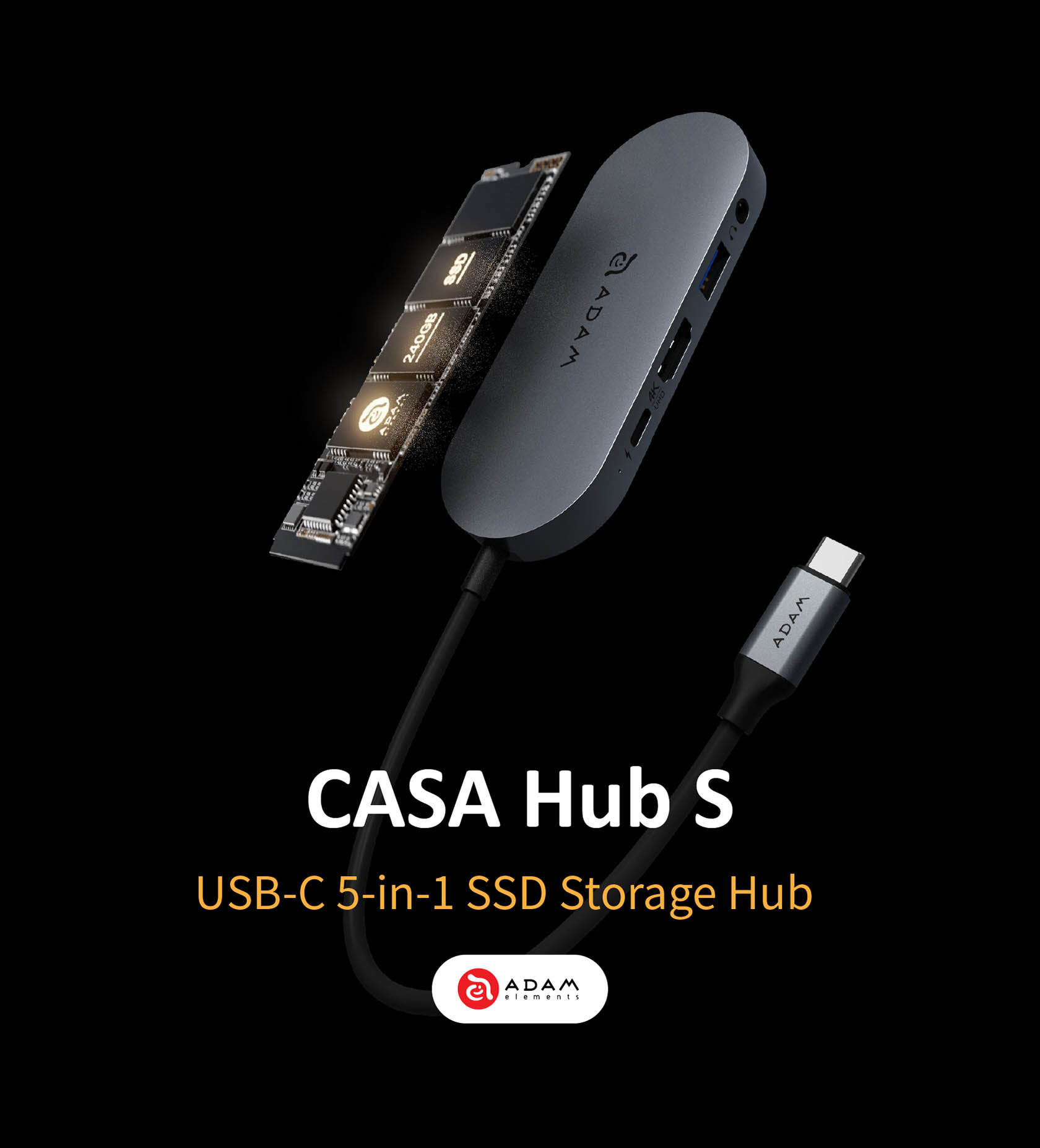 CASA HUB S USB C 3.1 5 in 1 SSD Hub 960G 12 01