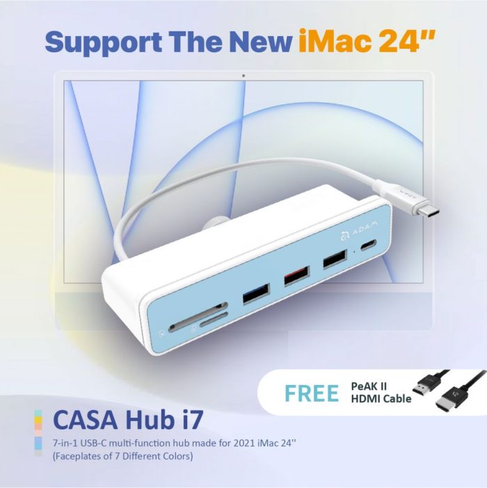 CASA HUB i7 USB C 7 in 1 Multi Function Hub for New iMac 24 14