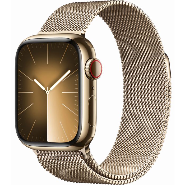 Apple Watch Series 9 GPS Cellular 41mm Gold Stainless Steel Case with Gold Milanese Loop Hiapple 3
