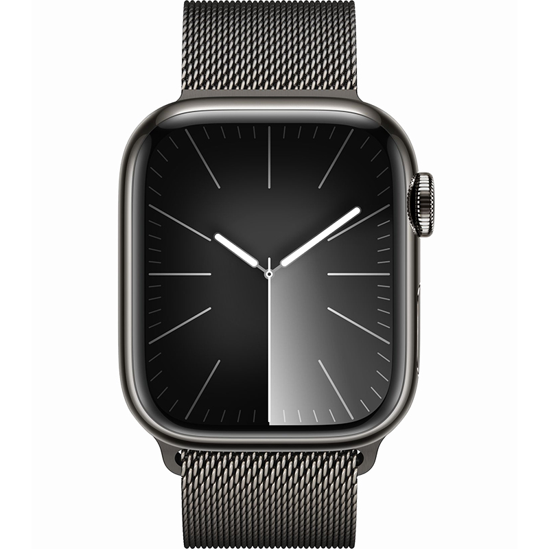 Apple Watch Series 9 GPS Cellular 41mm Graphite Stainless Steel Case with Graphite Milanese Loop Hiapple 2