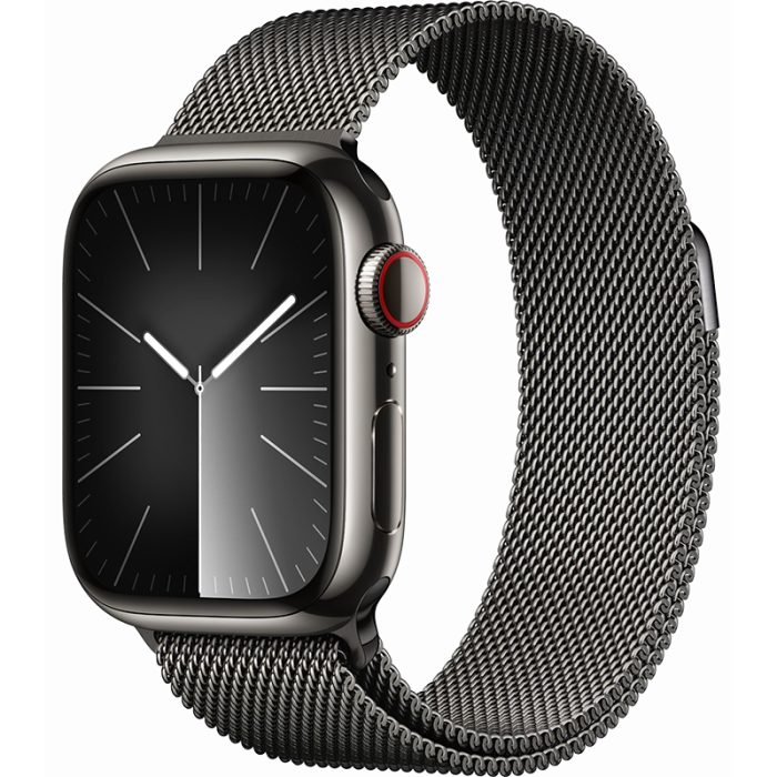 Apple Watch Series 9 GPS Cellular 41mm Graphite Stainless Steel Case with Graphite Milanese Loop Hiapple 3