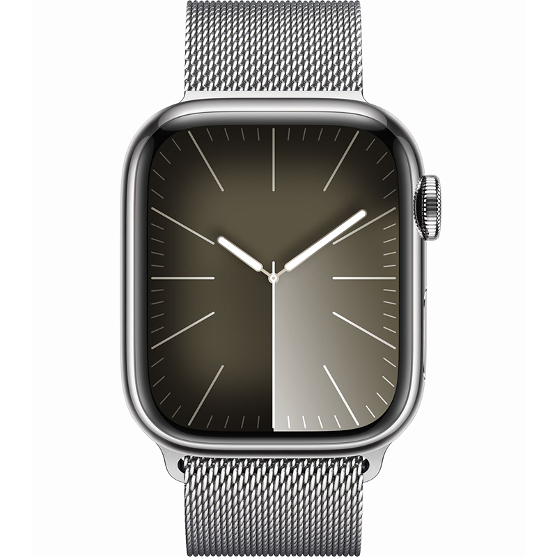 Apple Watch Series 9 GPS Cellular 41mm Silver Stainless Steel Case with Silver Milanese Loop Hiapple 1