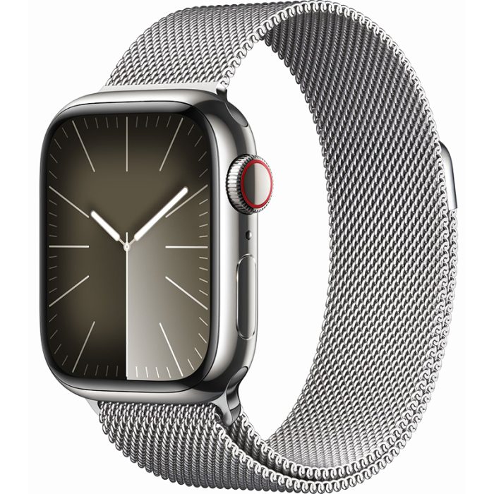 Apple Watch Series 9 GPS Cellular 41mm Silver Stainless Steel Case with Silver Milanese Loop Hiapple 2