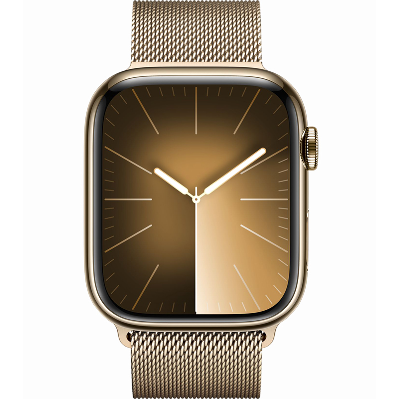 Apple Watch Series 9 GPS Cellular 45mm Gold Stainless Steel Case with Gold Milanese Loop Hiapple 2