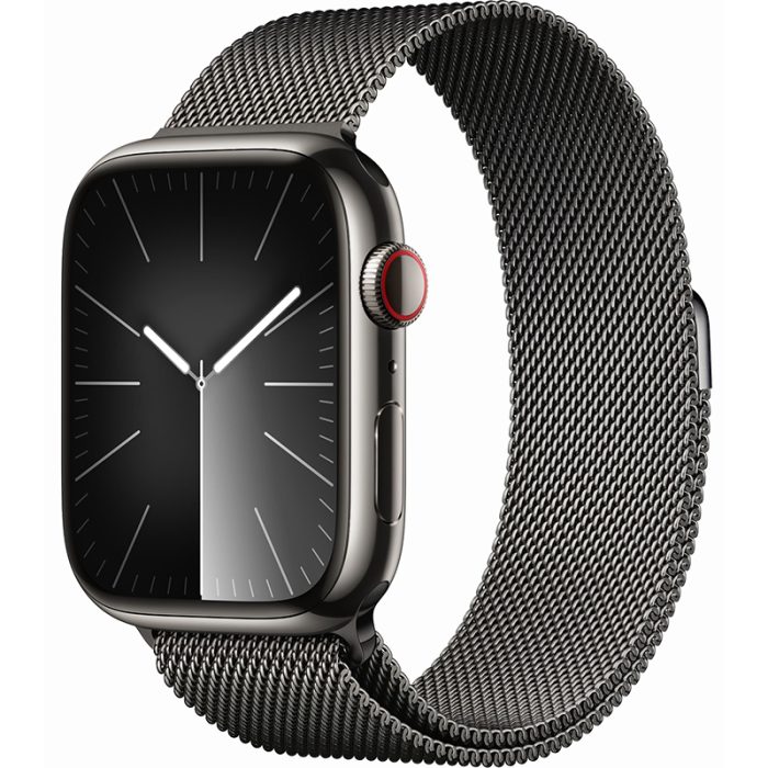 Apple Watch Series 9 GPS Cellular 45mm Graphite Stainless Steel Case with Graphite Milanese Loop Hiapple 1
