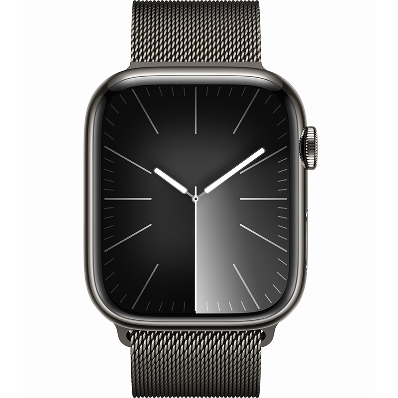 Apple Watch Series 9 GPS Cellular 45mm Graphite Stainless Steel Case with Graphite Milanese Loop Hiapple 3