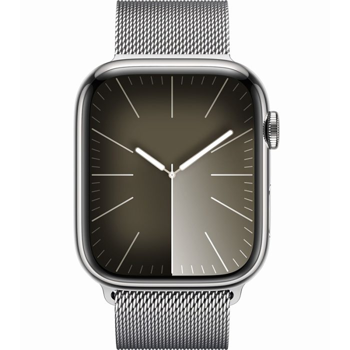 اپل واچ سری 9 سلولار استیل قاب Silver Stainless Steel Case با بند Silver Milanese Loop مردانه 45 میلیمتری