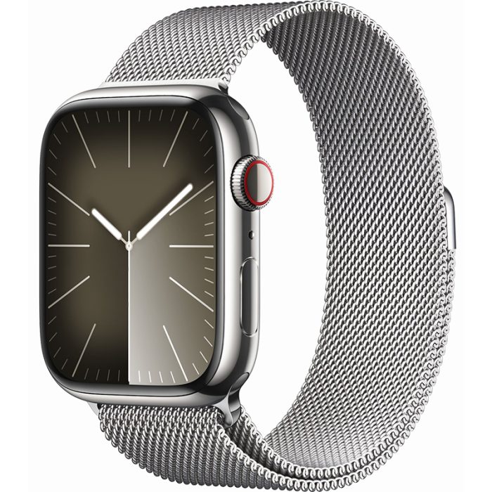اپل واچ سری 9 سلولار استیل قاب Silver Stainless Steel Case با بند Silver Milanese Loop مردانه 45 میلیمتری - تصویر 2