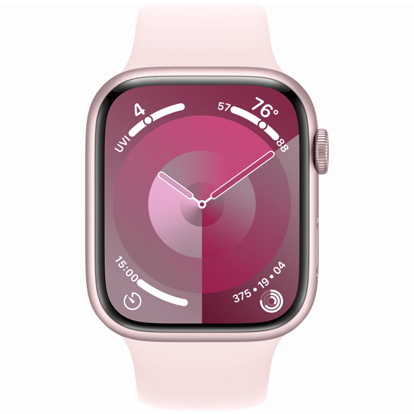 Apple Watch Series 9 Pink Aluminum Case with Light Pink Sport Band 41mm 2 Hiapple.ir