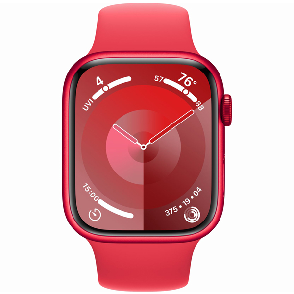 Apple Watch Series 9 Red Aluminum Case with Red Sport Band 45mm 2 Hiapple.ir