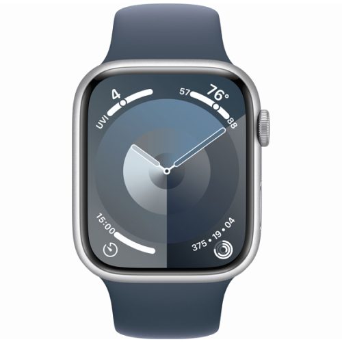 Apple Watch Series 9 Silver Aluminum Case with Storm Blue Sport Band 41mm 4 Hiapple.ir