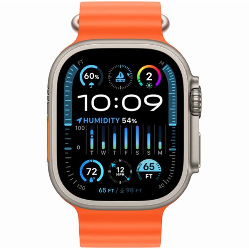 Apple Watch Ultra 2 Titanium Case with Orange Ocean Band 1