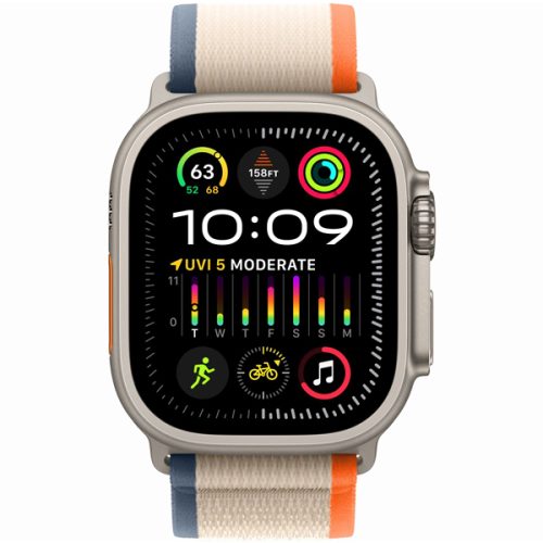 Apple Watch Ultra 2 Titanium Case with OrangeBeige Trail Loop 1