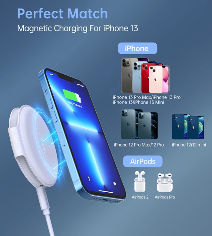 CHOETECH MagSafe Magnetic Wireless Charger Stand 2 In 1 Fast Charging Stand 2